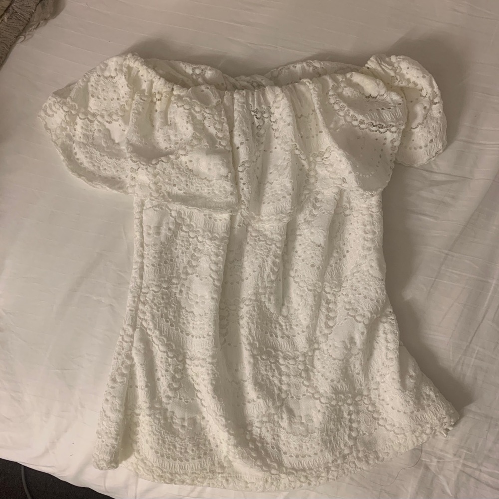 White lace off the shoulder top